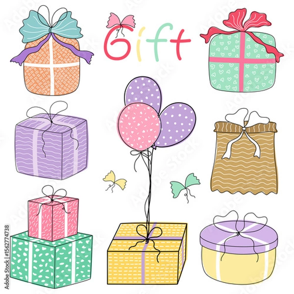 Obraz A collection of graphic gift designs, for design and decoration. Can be used in many ways such as stickers, scrapbooks, paper patterns, Christmas cards, crafts, gifts, and many more.