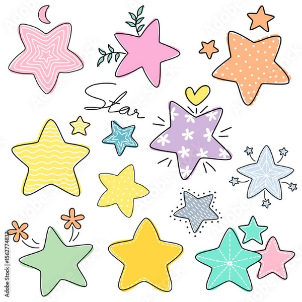 Obraz A collection star graphics for design and decoration. Can be used in many ways such as stickers, scrapbooks, paper patterns, fabric patterns, art for kids, craft, card decoration and more.