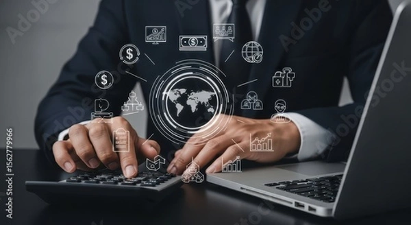 Fototapeta Global Business Connections A Visual Representation of International Commerce and Online Networking