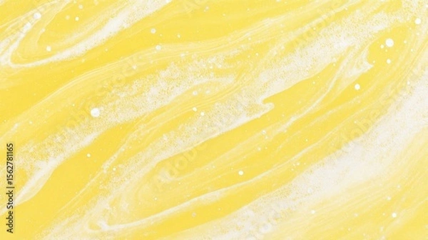 Fototapeta Abstract Yellow Marbled Pattern with White Splashes on Bright Background for Artistic and Creative Design