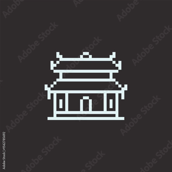 Fototapeta this is chinese architecture icon in pixel art with colorful color and black background this item good for presentations,stickers, icons, t shirt design,game asset,logo and your project.