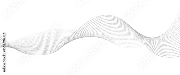 Obraz Vector technology abstract lines on white background with flowing particles future technology concept