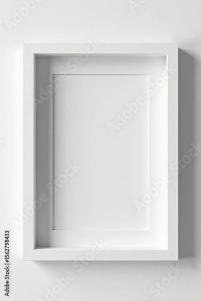 Fototapeta Crisp white square frame with subtle shadow, matted detail , art, photo display