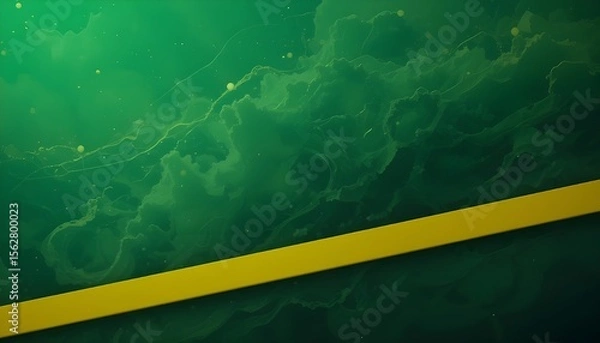 Fototapeta Minimal Green Background with Bold Diagonal Yellow Stripe Accent

