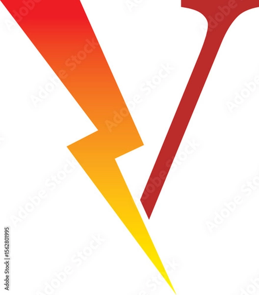 Fototapeta Power Energy Lightning V Logo