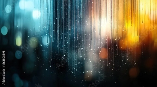 Obraz Abstract Rain Texture with Vibrant Color Contrast and Bokeh Light