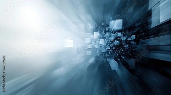 Obraz Abstract Blue Background with Cubes and Blur Effect for Design