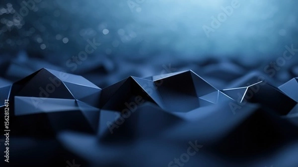 Obraz Abstract Texture of Dark Blue Geometric Shapes in Three Dimensions