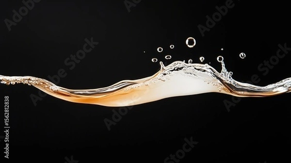 Obraz Elegant Water Splash with Bubbles on a Black Background