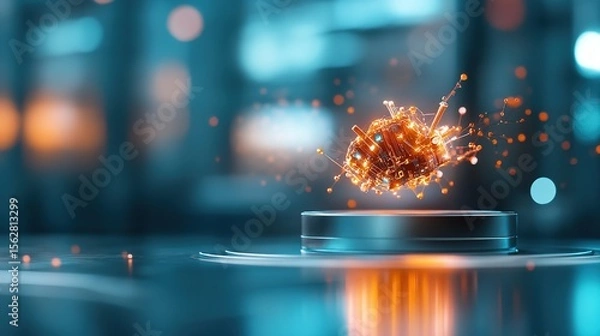 Obraz Futuristic Technology Illustration with Abstract Energy and Light Effects