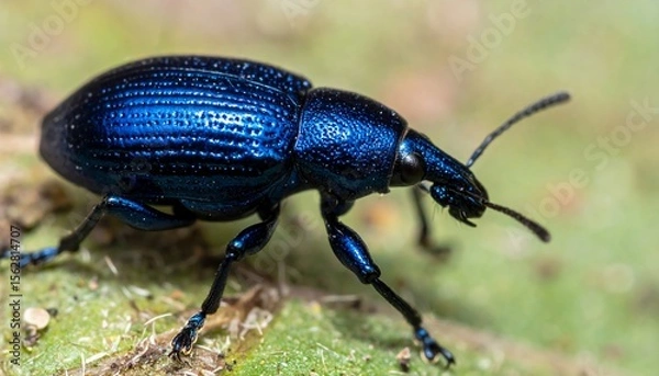 Fototapeta Blue Weevil on a Leaf