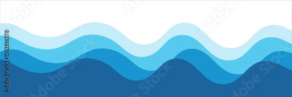Fototapeta Seamless sea waves layered vector background. Blue ocean waves. Water wave pattern design.vector
