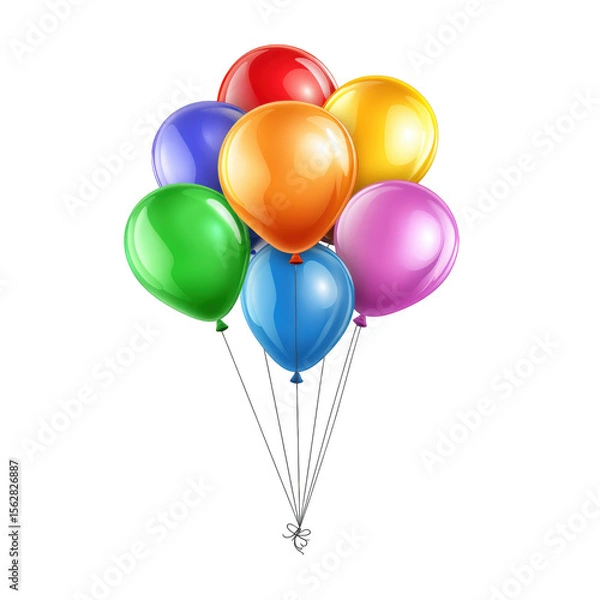 Fototapeta Colorful party balloons isolated on a transparent background