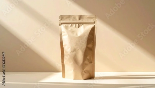 Fototapeta Blank Kraft Paper Pouch Mockup with Zipper