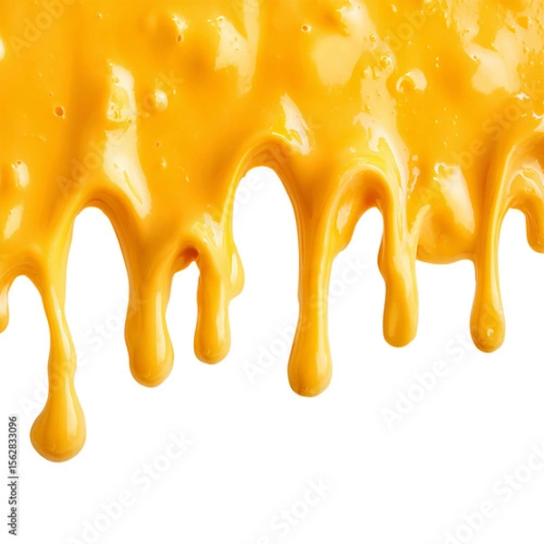 Fototapeta Melted cheese border yellow color on transparent background
