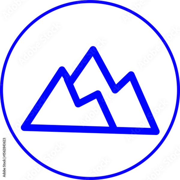 Fototapeta mountains blue line icon inside circle. Blue line icon with Outdoor and lifestyle theme inside circle
