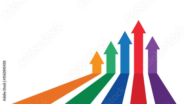 Fototapeta business arrows multicolor pointing up in a row