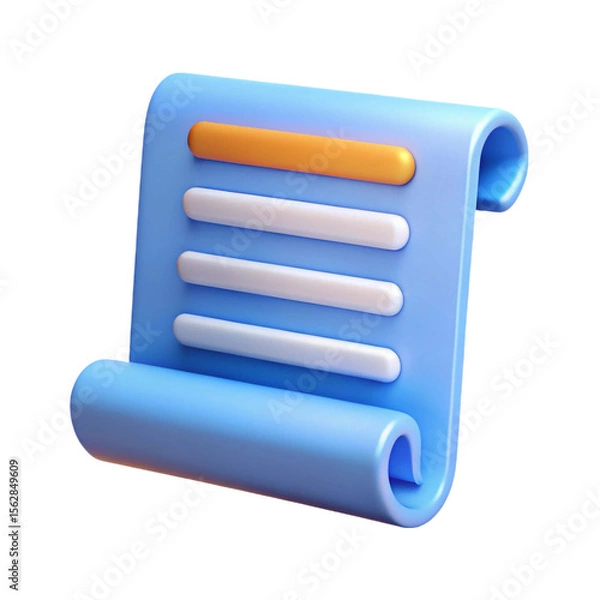 Fototapeta 3D Rendered Blue Document Icon stylized model document