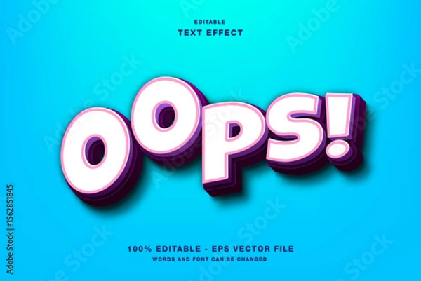 Obraz  Playful Oops! 3D Text Effect - Fun & Bubble Gum Editable Style