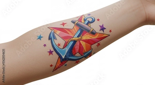 Fototapeta Colorful temporary arm tattoo design