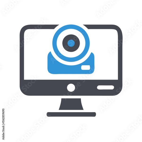 Obraz Computer display with webcam icon over a black background