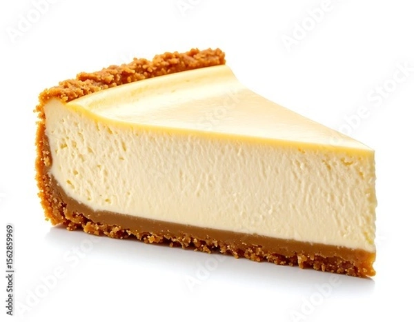 Fototapeta Classic Cheesecake Slice on White Background