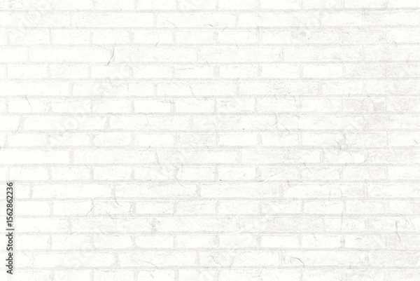 Obraz Displaying close-up white painted brick wall in flat design showing grid pattern and faint cracks