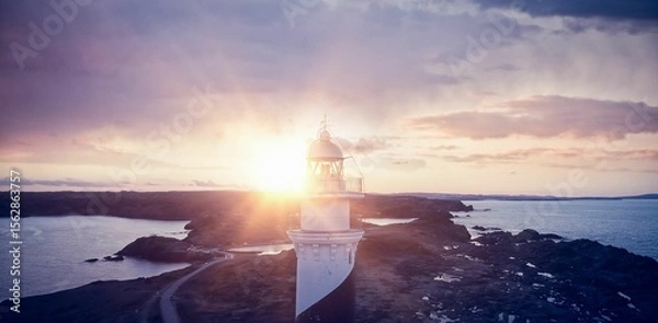 Obraz Sun lighting Headlight of a port