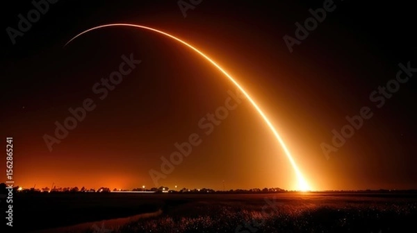 Fototapeta War. Rocket launch. Response to an enemy attack