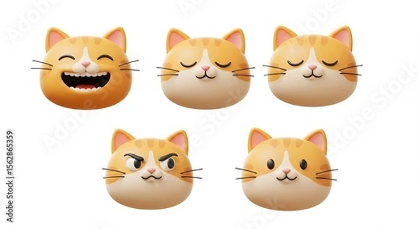 Obraz Cartoon cat faces set