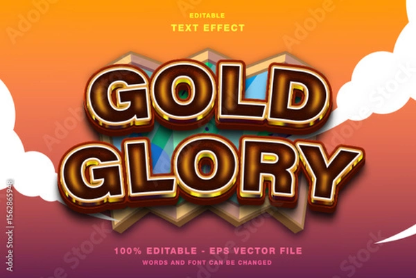 Fototapeta Glossy Gold 3D Text Effect - Sweet & Premium Editable Style