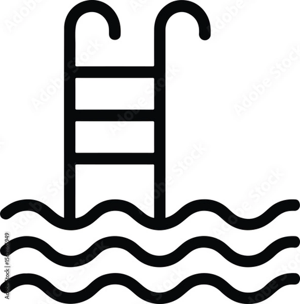 Fototapeta Swimming Pool Ladder Vector Illustration Isolated on White Background