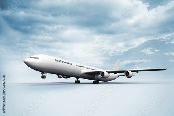 Obraz 3D plane taking off white ground