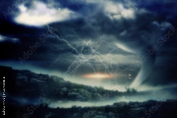 Obraz Scenic view of mountain during tornado