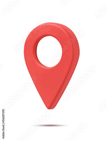 Obraz 3d red map marker, map pin icon, isolated on white background . Vector illustration