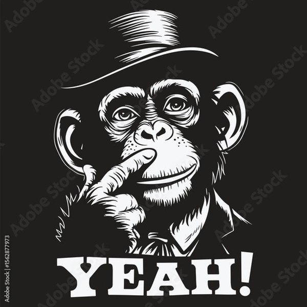 Obraz Funny Monkey Graphic with 'YEAH!'