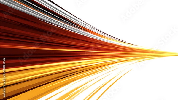 Fototapeta Abstract streaks of fiery orange and yellow light zoom into the distance against a black background