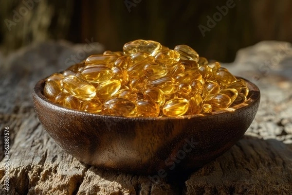 Obraz Cultivating wellness: A person takes fish oil supplements as part of a healthy routine for vitality and optimal health, Generative AI