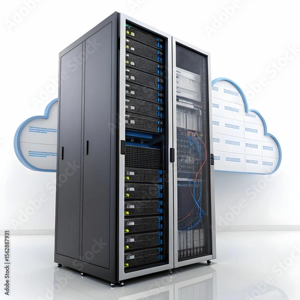 Fototapeta servers and cloud computing