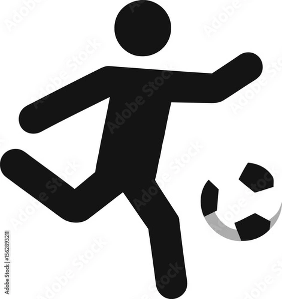 Obraz Stylized Football Player Silhouette. Kicking Pose with Ball Line Art Design