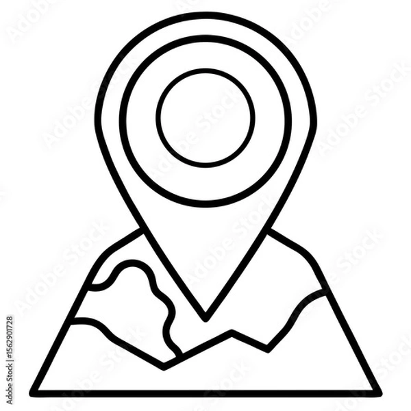 Fototapeta Map Location Icon Vector | Generative AI & Linocut Silhouette Design