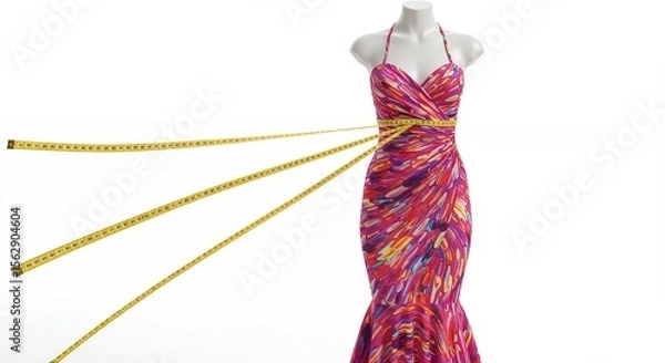 Fototapeta Colorful dress form with measuring tapes