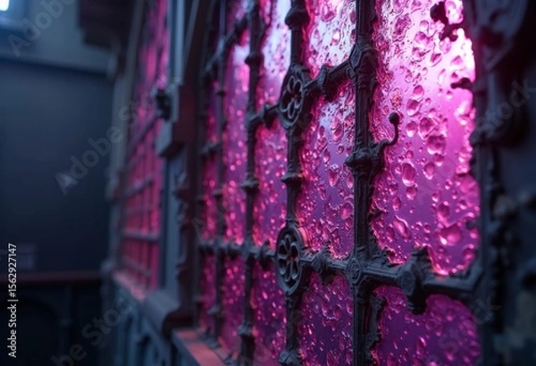 Fototapeta Close up of Damaged Colored Window Art