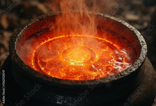 Fototapeta Close up of Lava Melting Furnace Art