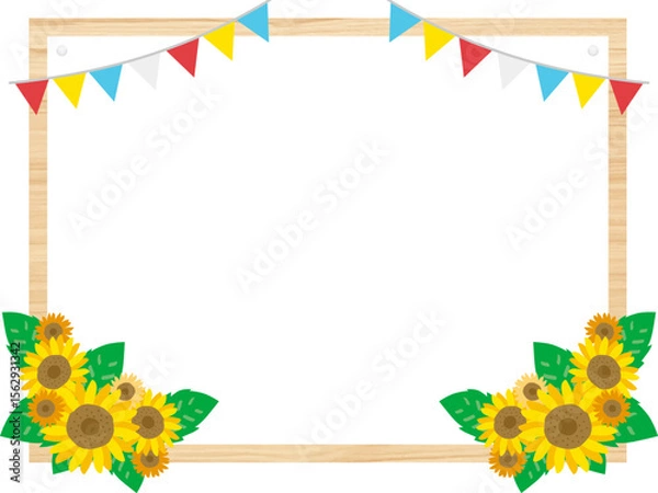 Obraz ひまわりで装飾されたテキストフレーム