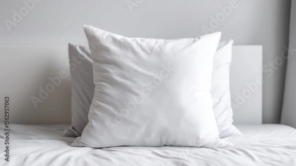 Obraz Two white pillows on a bed.