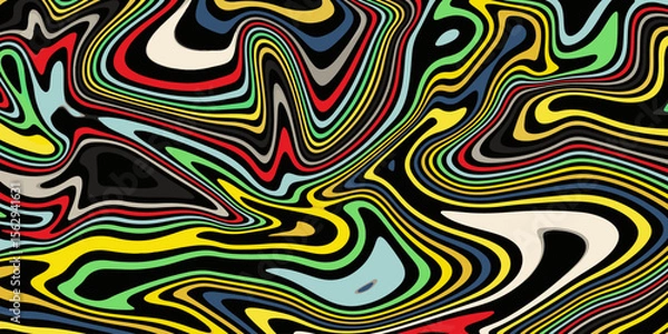 Obraz Abstract linear distorted pattern. Retro hippie colorful background Retro, wavy psychedelic pattern wavy psychedelic texture, optical illusion effect