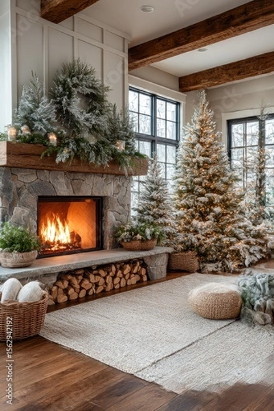 Fototapeta Cozy Christmas living room (5)