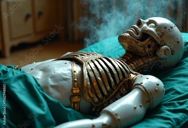 Obraz Close up of Mechanical Skeleton Art
