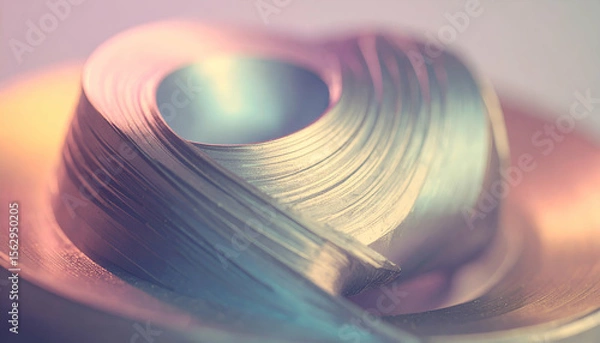 Fototapeta A close-up of a metallic object showcasing intricate spirals and reflections.